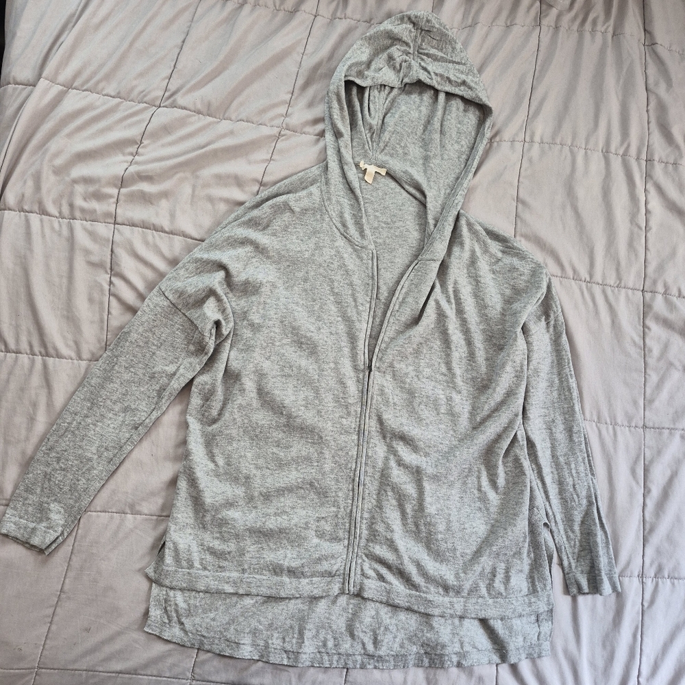 Eileen Fisher Organic Cotton/Cashmere Zip Cardigan, Grey, Medium